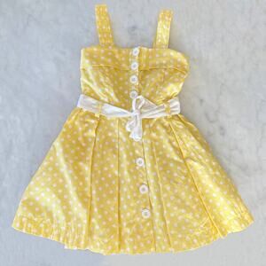NWT Retro Girls' Polka Dot Fit and Flare Buttercup Yellow + White Dress / 6-7